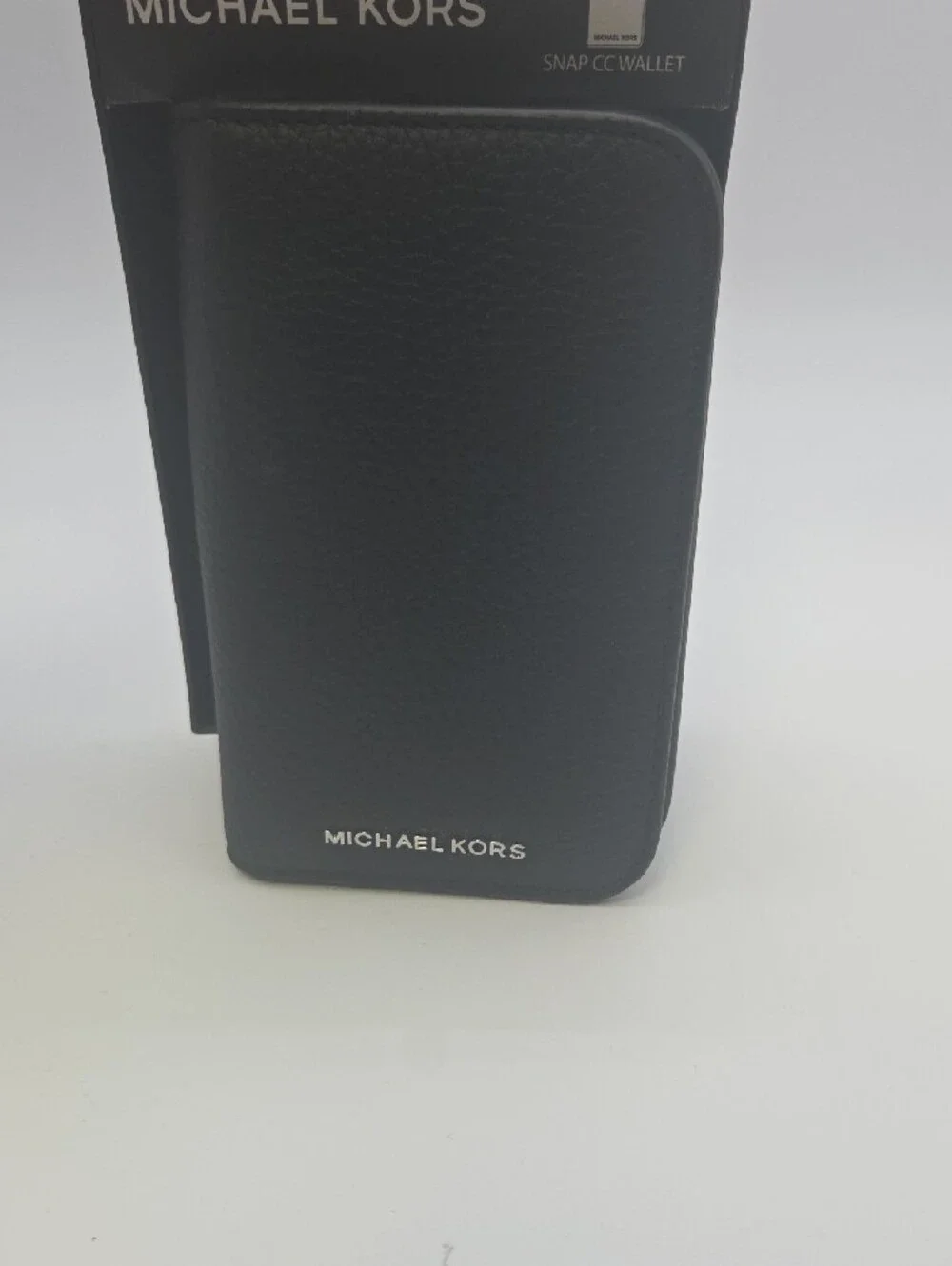 Michael Kors Black Pebbled Leather Snap Card Wallet